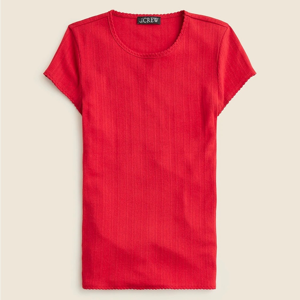 J. Crew Red Short-Sleeve Ribbed Knit Tee